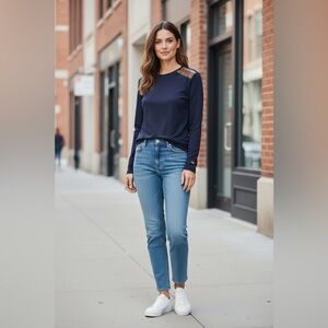 Navy Ralph Lauren Top with Elbow patches